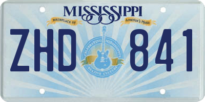 MS license plate ZHD841