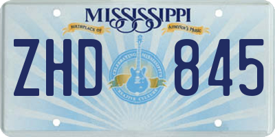 MS license plate ZHD845