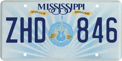 MS license plate ZHD846