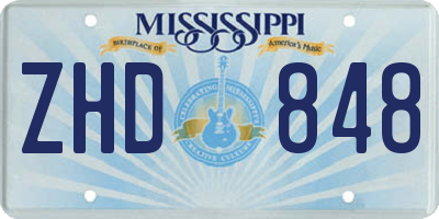 MS license plate ZHD848