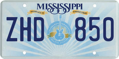 MS license plate ZHD850