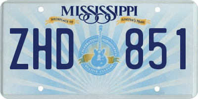 MS license plate ZHD851
