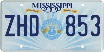 MS license plate ZHD853