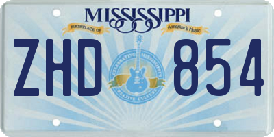 MS license plate ZHD854
