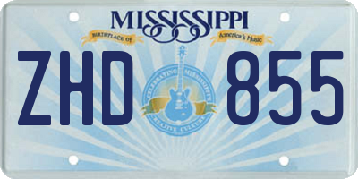 MS license plate ZHD855