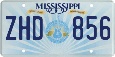 MS license plate ZHD856