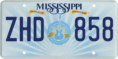 MS license plate ZHD858
