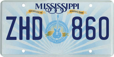 MS license plate ZHD860