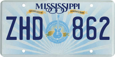 MS license plate ZHD862
