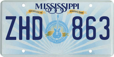 MS license plate ZHD863