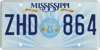 MS license plate ZHD864