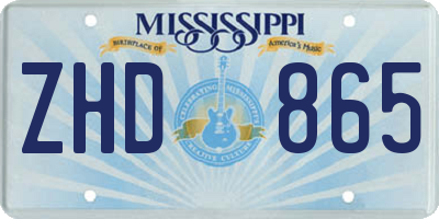 MS license plate ZHD865