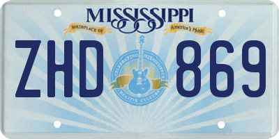 MS license plate ZHD869