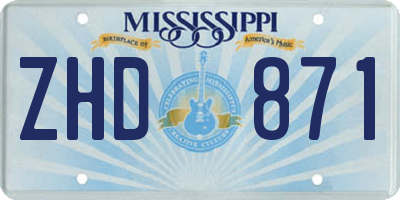 MS license plate ZHD871