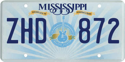 MS license plate ZHD872