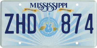 MS license plate ZHD874