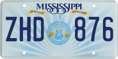 MS license plate ZHD876