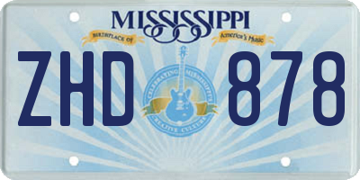 MS license plate ZHD878