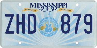MS license plate ZHD879