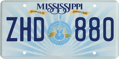 MS license plate ZHD880