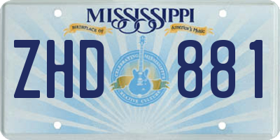 MS license plate ZHD881