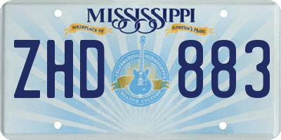 MS license plate ZHD883
