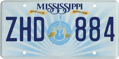 MS license plate ZHD884