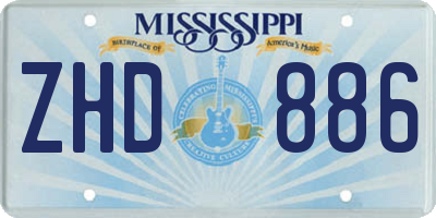 MS license plate ZHD886