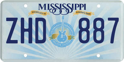 MS license plate ZHD887