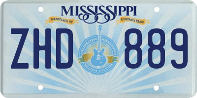 MS license plate ZHD889