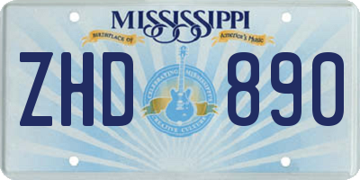 MS license plate ZHD890