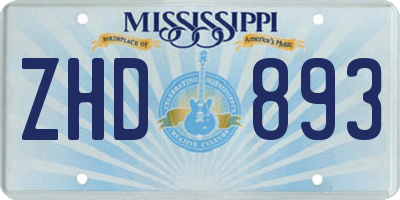MS license plate ZHD893