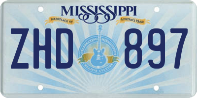 MS license plate ZHD897