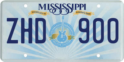 MS license plate ZHD900