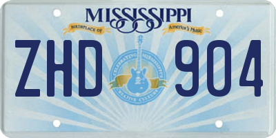 MS license plate ZHD904
