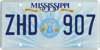 MS license plate ZHD907