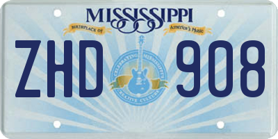 MS license plate ZHD908