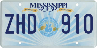 MS license plate ZHD910