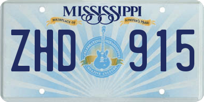 MS license plate ZHD915