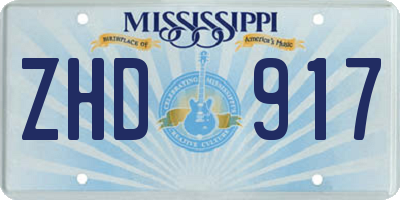 MS license plate ZHD917
