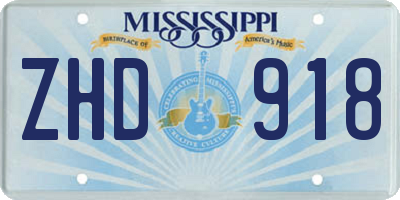 MS license plate ZHD918