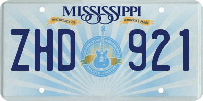 MS license plate ZHD921