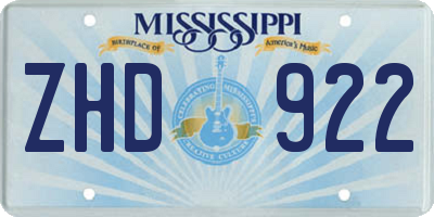 MS license plate ZHD922