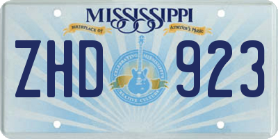 MS license plate ZHD923