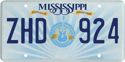 MS license plate ZHD924