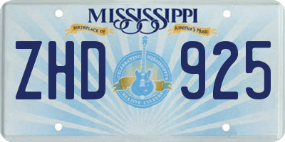 MS license plate ZHD925