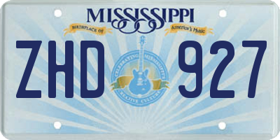 MS license plate ZHD927