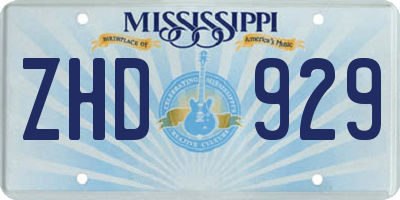 MS license plate ZHD929