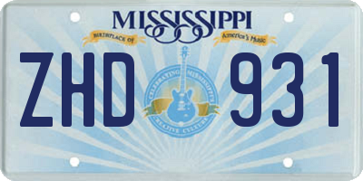 MS license plate ZHD931