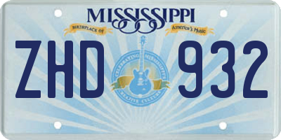 MS license plate ZHD932